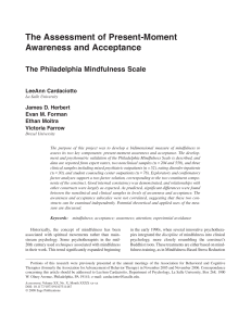The Assessment of Present-Moment Awareness and Acceptance The Philadelphia Mindfulness Scale LeeAnn Cardaciotto