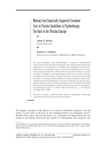 Moving From Empirically Supported Treatment Lists to Practice Guidelines in Psychotherapy: