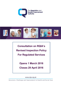 ’s Consultation on RQIA Revised Inspection Policy For Regulated Services