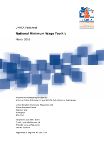 National Minimum Wage Toolkit UKHCA Factsheet March 2016