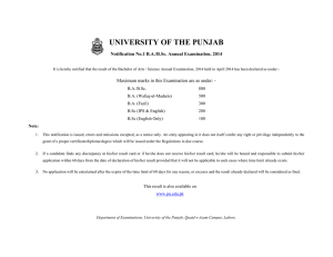 UNIVERSITY OF THE PUNJAB  Notification No.1 B.A./B.Sc. Annual Examination, 2014