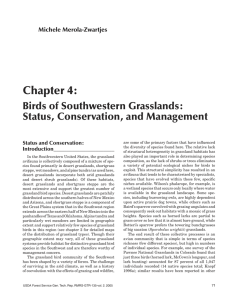 Chapter 4: Birds of Southwestern Grasslands: Status, Conservation, and Management Michele Merola-Zwartjes