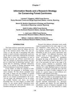Information Needs and a Research Strategy for Conserving Forest Carnivores Chapter 7