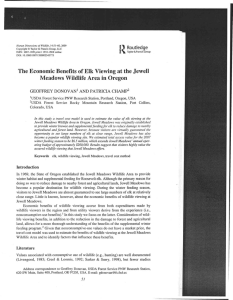 The Economic Benefits of Elk Viewing at the Jewell GEOFFREY DONOVAN