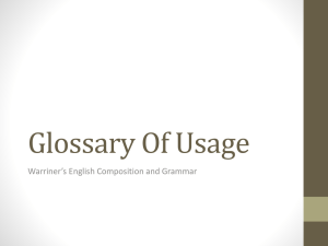 Glossary Of Usage Warriner’s English Composition and Grammar