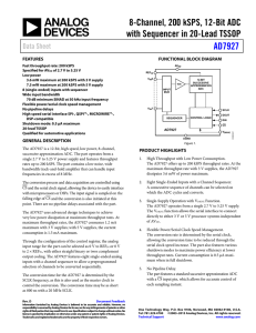 8-Channel, 200 kSPS, 12-Bit ADC with Sequencer in 20-Lead TSSOP AD7927 Data Sheet
