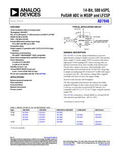 14-Bit, 500 kSPS, PulSAR ADC in MSOP and LFCSP AD7946 Data Sheet