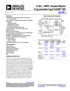 14-Bit, 1 MSPS, Unipolar/Bipolar Programmable Input PulSAR ADC AD7951