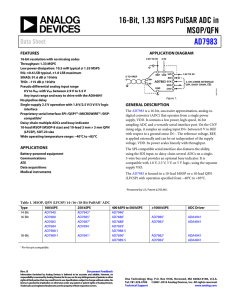 16-Bit, 1.33 MSPS PulSAR ADC in MSOP/QFN AD7983 Data Sheet