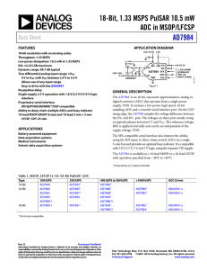 18-Bit, 1.33 MSPS PulSAR 10.5 mW ADC in MSOP/LFCSP AD7984 Data Sheet