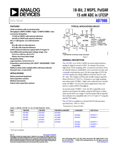 18-Bit, 2 MSPS, PulSAR 15 mW ADC in LFCSP AD7986 Data Sheet