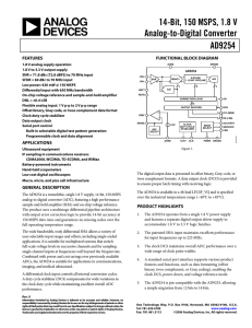 14-Bit, 150 MSPS, 1.8 V Analog-to-Digital Converter AD9254