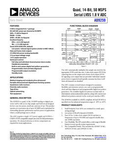 Quad, 14-Bit, 50 MSPS Serial LVDS 1.8 V ADC AD9259 Data Sheet