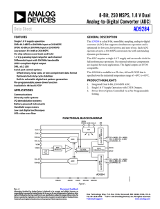 AD9284 8-Bit, 250 MSPS, 1.8 V Dual Analog-to-Digital Converter (ADC)