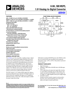 8-Bit, 500 MSPS, 1.8 V Analog-to-Digital Converter AD9484