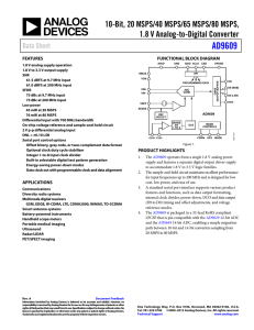 AD9609 10-Bit, 20 MSPS/40 MSPS/65 MSPS/80 MSPS, 1.8 V Analog-to-Digital Converter Data Sheet