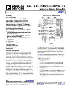 Quad, 16-Bit, 125 MSPS, Serial LVDS 1.8 V Analog-to-Digital Converter AD9653 Data Sheet