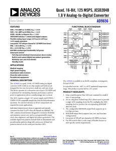 Quad, 16-Bit, 125 MSPS, JESD204B 1.8 V Analog-to-Digital Converter  AD9656