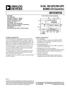 a 16-Bit, 100 kSPS/200 kSPS BiCMOS A/D Converters AD976/AD976A