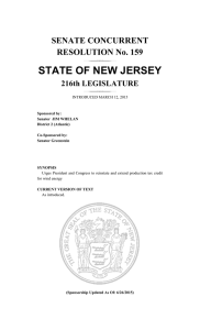 STATE OF NEW JERSEY SENATE CONCURRENT RESOLUTION No. 159 216th LEGISLATURE