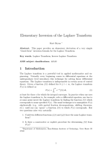 Elementary Inversion of the Laplace Transform