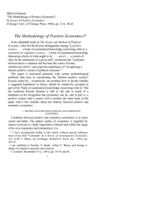 Milton Friedman &#34;The Methodology of Positive Economics&#34; Essays In Positive Economics
