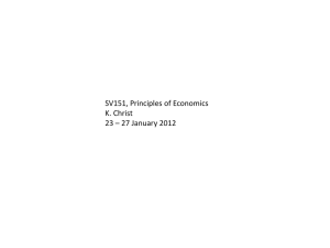 SV151, Principles of Economics K. Christ 23 – 27 January 2012