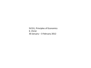 SV151, Principles of Economics K. Christ 30 January – 3 February 2012