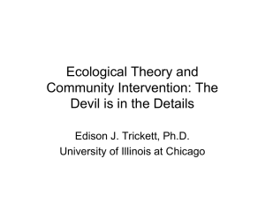 Ecological Theory and Community Intervention: The Devil is in the Details