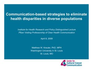 Communication-based strategies to eliminate health disparities in diverse populations
