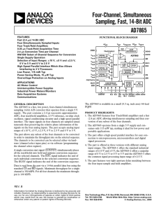 a Four-Channel, Simultaneous Sampling, Fast, 14-Bit ADC AD7865