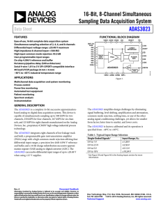 16-Bit, 8-Channel Simultaneous Sampling Data Acquisition System ADAS3023 Data Sheet