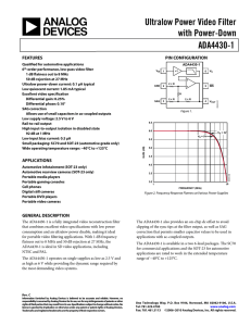 Ultralow Power Video Filter with Power-Down ADA4430-1
