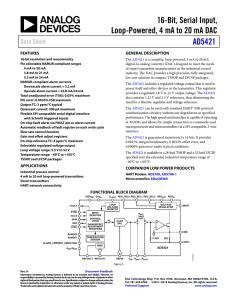 16-Bit, Serial Input, Loop-Powered, 4 mA to 20 mA DAC AD5421 Data Sheet