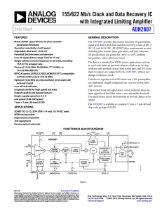 155/622 Mb/s Clock and Data Recovery IC with Integrated Limiting Amplifier ADN2807