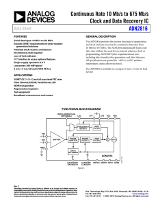 Continuous Rate 10 Mb/s to 675 Mb/s ADN2816 Data Sheet