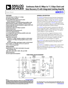 ADN2915 Continuous Rate 6.5 Mbps to 11.3 Gbps Clock and Data Sheet