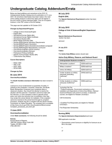 Undergraduate Catalog Addendum/Errata 06 July 2015