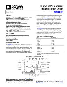 16-Bit, 1 MSPS, 8-Channel Data Acquisition System ADAS3022 Data Sheet