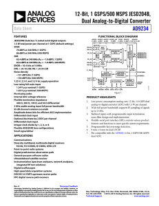 12-Bit, 1 GSPS/500 MSPS JESD204B, Dual Analog-to-Digital Converter AD9234 Data Sheet