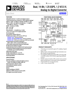 Dual, 14-Bit, 1.25 GSPS, 1.2 V/2.5 V, Analog-to-Digital Converter AD9680 Data Sheet