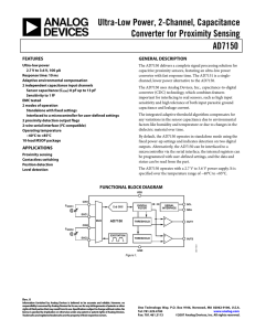 Ultra-Low Power, 2-Channel, Capacitance Converter for Proximity Sensing AD7150