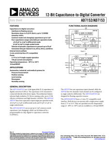12-Bit Capacitance-to-Digital Converter AD7152/AD7153 Data Sheet FEATURES