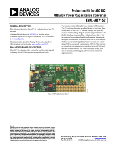 EVAL-AD7152 Evaluation Kit for AD7152, Ultralow Power Capacitance Converter