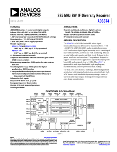 385 MHz BW IF Diversity Receiver AD6674 Data Sheet FEATURES