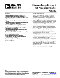 Polyphase Energy Metering IC with Phase Drop Indication ADE7762