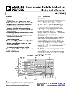 Energy Metering IC with On-Chip Fault and Missing Neutral Detection ADE7761B