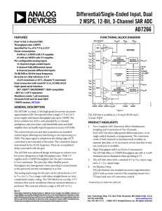 Differential/Single-Ended Input, Dual 2 MSPS, 12-Bit, 3-Channel SAR ADC AD7266