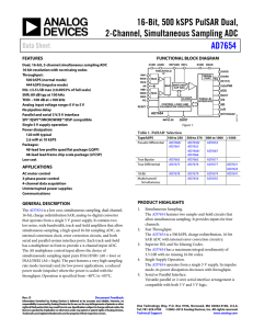 16-Bit, 500 kSPS PulSAR Dual, 2-Channel, Simultaneous Sampling ADC AD7654 Data Sheet