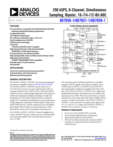 250 kSPS, 6-Channel, Simultaneous Sampling, Bipolar, 16-/14-/12-Bit ADC AD7656-1 Data Sheet